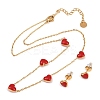 Heart 304 Stainless Steel Enamel Necklaces & Stud Earrings Sets for Women SJEW-K003-03G-5