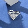 Brass Micro Pave Clear Cubic Zirconia Cuff Finger Rings for Women RJEW-U033-07P-2