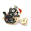 Christmas Theme Black Cat with Hat Enamel Pins JEWB-M043-04A-3