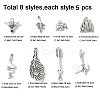 40Pcs 8 Styles Tibetan Style Alloy Pendants TIBEP-FP0001-17-6