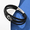 Microfiber Leather & Glass Multi-strand Bracelets for Men Women BJEW-H631-04B-AS-2