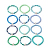 12Pcs 12 Color Polymer Clay Heishi Surfer Stretch Bracelets Set BJEW-JB10011-1