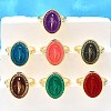 Brass Enamel Adjustable Cuff Rings RJEW-G349-01G-1