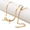 Ion Plating(IP) 304 Stainless Steel Bowknot Pendant Snake Chain Necklaces for Women NJEW-G142-01G-1