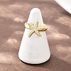 Starfish Brass Micro Pave Clear Cubic Zirconia Cuff Rings for Women RJEW-A088-08A-G-3