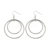 Electroplated 304 Stainless Steel Flat Round Dangle Earrings EJEW-Z129-09P-4