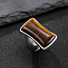 304 Stainless Steel with Natural Tiger Eye Finger Rings for Men FS-WG9BB25-20-1