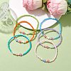 6Pcs 6 Colors Flower Acrylic Stretch Bracelets BJEW-JB10235-02-2