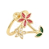 Brass Micro Pave Cubic Zirconia Pendant Finger Rings for Women LS-RJEW-A090-04G-4