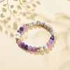 Natural Weathered Agate(Dyed) & Howlite Round Beaded Stretch Bracelet BJEW-JB08087-02-2