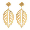 304 Stainless Steel Leaf Theme Stud Earrings For Women EJEW-B110-03G-06-1
