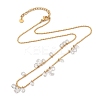 Ion Plating(IP) 304 Stainless Steel Cubic Zirconia Teardrop & Flat Round Bib Ball Chain Necklaces for Women NJEW-F328-11G-01-2