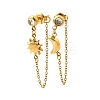 Moon & Sun 304 Stainless Steel Micro Pave Clear Cubic Zirconia Tassel Stud Earrings EJEW-B140-04G-4