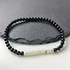 4MM Natural Howlite Heishi Beads and Round Frosted Black Onyx(Dyed & Heated) Beaded Stretch Bracelets for Women Men MG4641-11-1