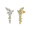 925 Sterling Silver with Cubic Zirconia Stud Earrings for Women EJEW-Z052-01G-2