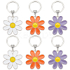 6Pcs 3 Colors Daisy Alloy Enamel Pendant Keychain KEYC-HY0001-18-1