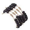 5Pcs 5 Style Glass Round Beaded Braided Bead Bracelets Set BJEW-JB10014-3