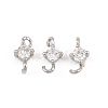 Brass Pave Clear Cubic Zirconia Flat Round Connector Charms KK-H538-21A-P-1