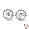 Rhodium Plated 925 Sterling Silver with Cubic Zirconia Stud Earring Findings STER-G036-06P-1
