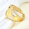 Rhombus with Evil Eye 304 Stainless Steel Cuff Finger Rings RJEW-V002-02G-5