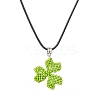 Glass Seed Beads Beaded Clover Pendant Necklaces NJEW-MZ00087-2