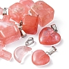 12Pcs 5 Styles Cherry Quartz Glass Pendants G-FS0005-61-2