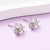 Starfish with Shell Shape Brass Micro Pave Clear Cubic Zirconia Stud Earrings EJEW-L278-05P-1