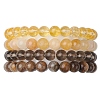 4Pcs Constellation 8mm Round Natural Yellow Tiger Eye & Jade & Synthetic Citrine & Smoky Quartz Beaded Stretch Bracelets for Women BJEW-JB10635-1