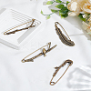4Pcs 4 Styles Feather & Branch Alloy Brooch Pins JEWB-LP0004-84-1
