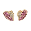 Brass Pave Cubic Zirconia Stud Earrings EJEW-M088-06G-01-1