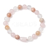 Natural Rose Quartz & Quartz Crystal & Sunstone Beads Stretch Bracelets for Women BJEW-TA00704-03-2