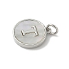 Brass Pave Natural Shell Flat Round with Letter Charms KK-Z115-13P-T-2