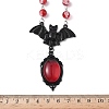 Alloy Red Glass Bat Pendant Round Glass Link Necklaces for Halloween LS-NJEW-H075-02PEB-4