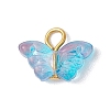 Golden Iron Flat Head Pins and Transparent Spray Painted Glass Beads Pendants PALLOY-JF03129-3