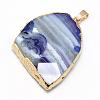 Electroplated Natural Striped Agate/Banded Agate Pendants G-Q481-21-2