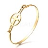 201 Stainless Steel Flat Round Link Bangles for Women BJEW-R014-01G-03-4