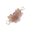 10Pcs 5 Styles Constellation Natural Citrine & Black Tourmaline & Aquamarine & Strawberry Quartz & Rose Quartz Copper Wire Wrapped Chip Beaded Connector Charms PALLOY-JF02905-01-4