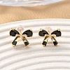 Brass Micro Pave Cubic Zirconia Bowknot Stud Earrings EJEW-D337-02G-1