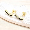 Black Cubic Zirconia Curved Bar Stud Earrings EJEW-G297-14G-5