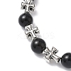 Natural Black Onyx Round Beads Stretch Bracelets BJEW-JB12343-01-3