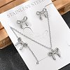 Bowknot 304 Stainless Steel 
Stud Earrings & Necklaces & Bracelets Sets SJEW-Q001-02P-4
