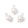Natural Cultured Freshwater Pearl Round Charms PALLOY-JF04193-02-1