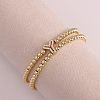 Brass Micro Pave Clear Cubic Zirconia Beads Double Strands Stretch Bracelets for Women FS-WGC7159-25-1