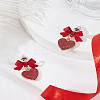 1 Pair Red Heart Oil Drop Earrings with Tassel EJEW-LP0011-02-3
