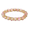 Faceted Rondelle Handmade Inner Flower Gold Sand Lampwork & Iron Beaded Stretch Bracelets for Women BJEW-SW001579-05-2