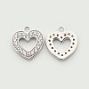 Brass Micro Pave Cubic Zirconia Heart Pendants ZIRC-N009-75P-1