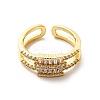 Clear Cubic Zirconia Rectangle Open Cuff Ring KK-H439-53G-2