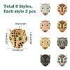 16Pcs 8 Style Brass Micro Pave Cubic Zirconia Beads ZIRC-NB0001-60-5