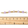 Natural Purple Angelite & Plastic Imitation Pearl Round Beaded Connector Charms/Links STAS-L277-11G-04-3