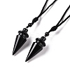 Gemstone Cone Pendant Necklace with Nylon Cord for Women G-A210-05-2